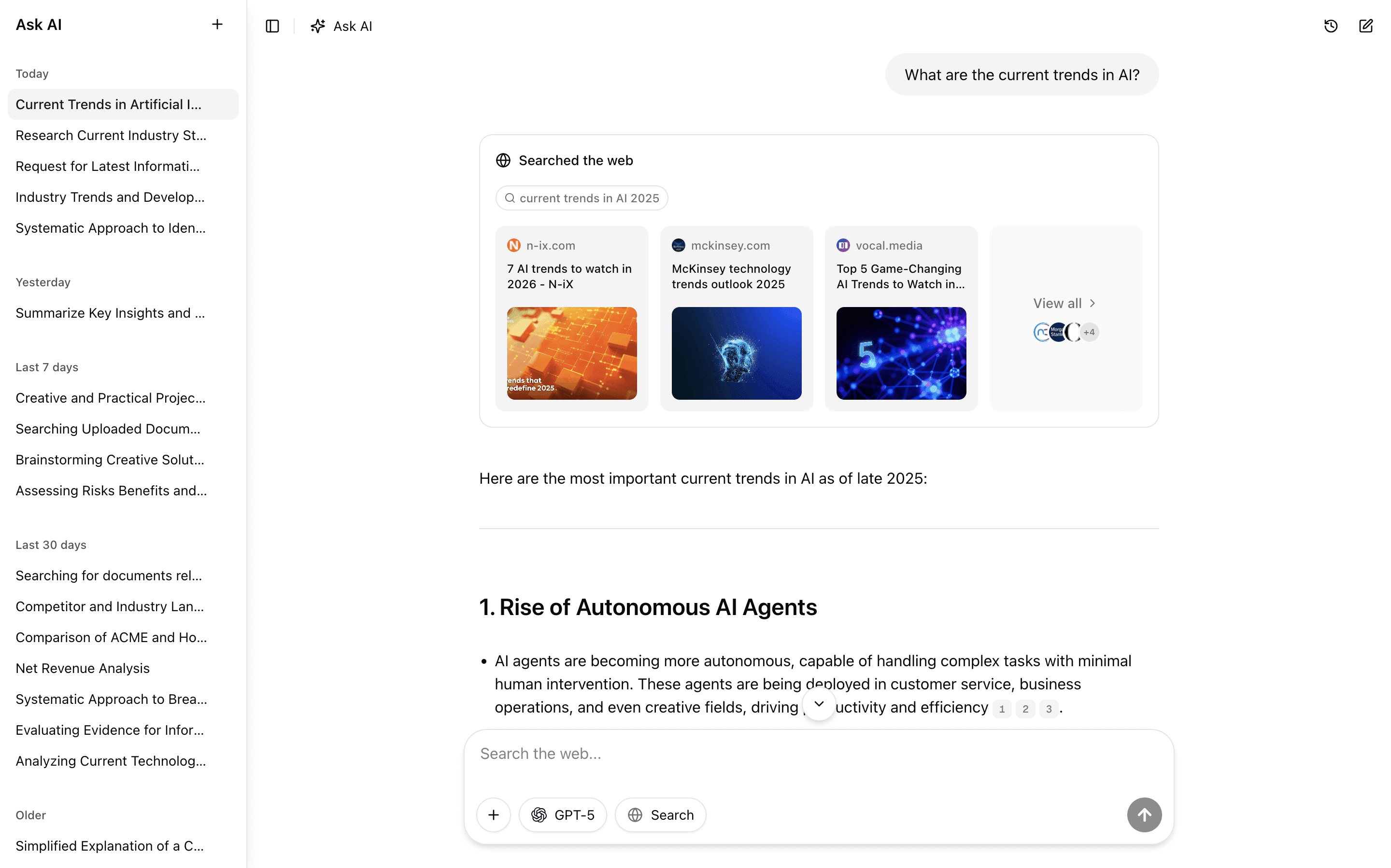 AI Assistant interface light mode