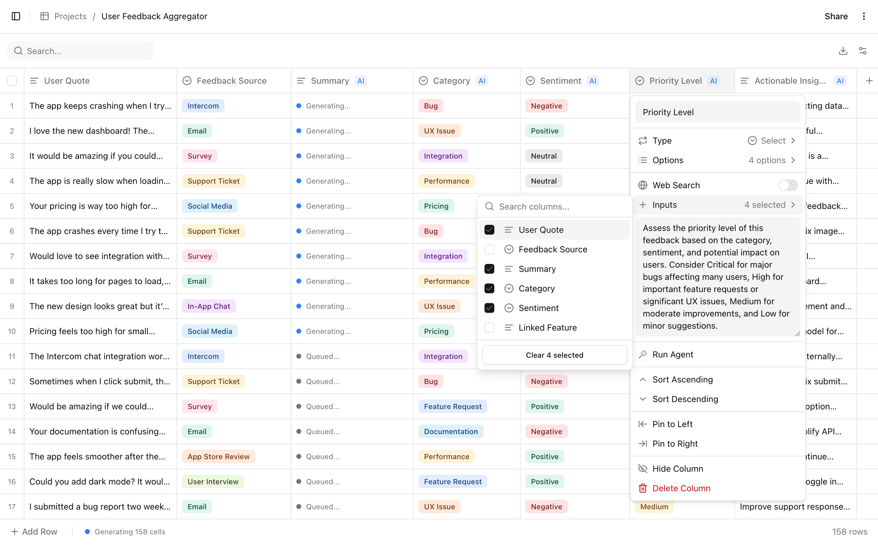 Review Grid interface light mode